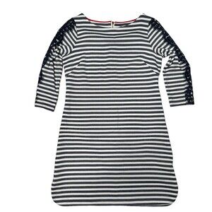 Eliza J Striped Back Zip Sheath Dress